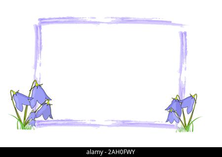 Rahmen mit Frühling Blumen. Rahmen mit Blume Blumen Banner. Frühling Verkauf Banner. Gutschein Rabatt. Grußkarten und Einladungen. Stock Vektor