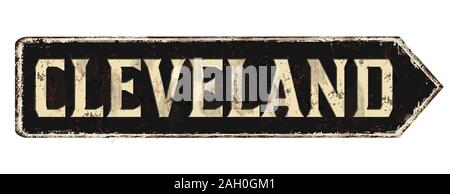 Cleveland vintage rostiges Metall Zeichen auf weißem Hintergrund, Vector Illustration Stock Vektor