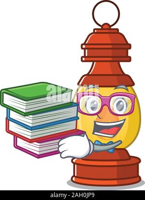 Smart Student Laterne Blättern Maskottchen Karikatur mit Buch Stock Vektor