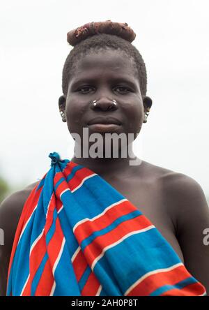 Porträt einer Frau, Larim Stamm Boya Berge, Imatong, South Sudan Stockfoto