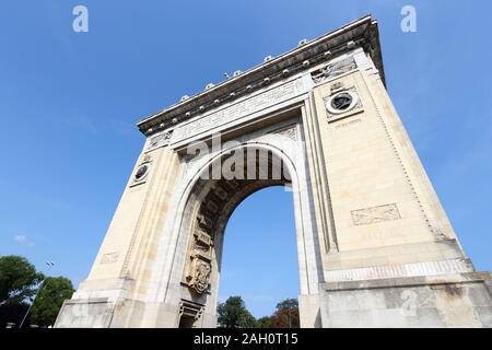 Triumphbogen in Bukarest, Rumänien. Hauptstadt Denkmal. Stockfoto