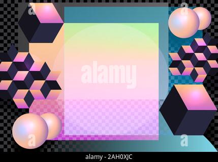 Abstrakte bunte geometrische. 3d-formen Komposition. Für Werbung, Ankündigungen auf einen transparenten Hintergrund. Vector Illustration Stock Vektor