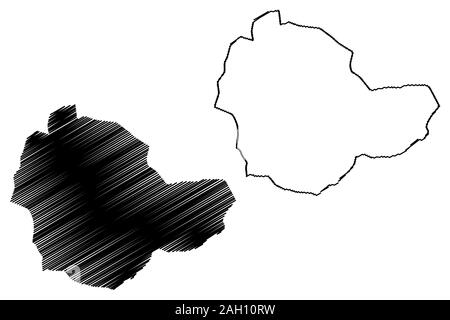 Sukhbaatar Provinz (aimags, Provinzen der Mongolei) Karte Vektor-illustration, kritzeln Skizze Sukhbaatar Aimag Karte Stock Vektor