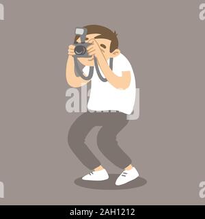 Fotografen, Bild. Vektor cartoon Mann mit Kamera. Stock Vektor