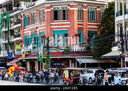 Riverside Gebäude, sisowath Quay, Phnom Penh, Kambodscha. Stockfoto