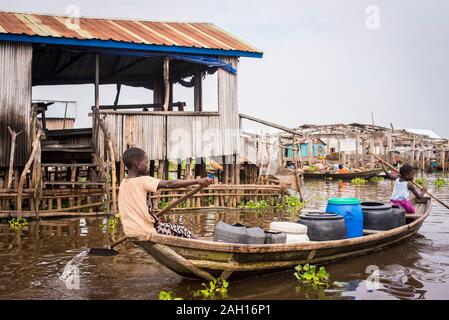 Benin, Gamvie, schwimmenden Dorf Stockfoto