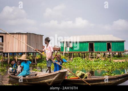 Benin, Gamvie, schwimmenden Dorf Stockfoto