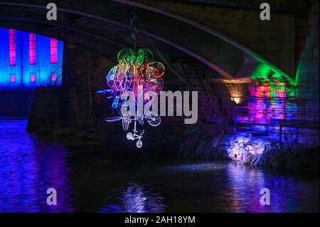 Die jährlichen Licht Festival in Norrköping zur Weihnachtszeit. Norrköping ist eine historische Stadt in Schweden. Stockfoto