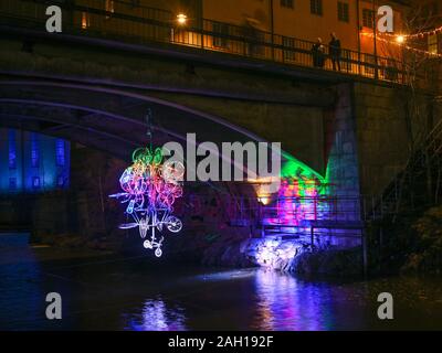 Die jährlichen Licht Festival in Norrköping zur Weihnachtszeit. Norrköping ist eine historische Stadt in Schweden. Stockfoto