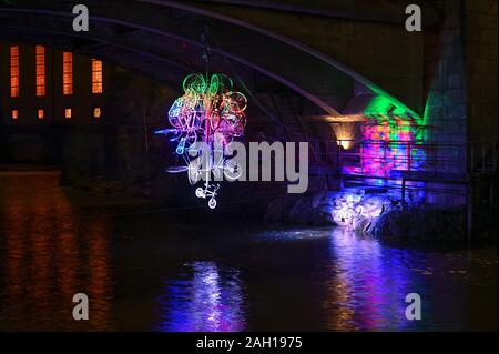 Die jährlichen Licht Festival in Norrköping zur Weihnachtszeit. Norrköping ist eine historische Stadt in Schweden. Stockfoto