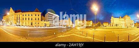 Zagreb. Republik Kroatien square Advent abend Panoramaaussicht, berühmten Sehenswürdigkeiten der Hauptstadt von Kroatien Stockfoto