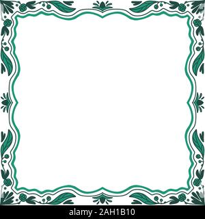 Zierpflanzen retro Vignette. Grün Muster frame Stock Vektor