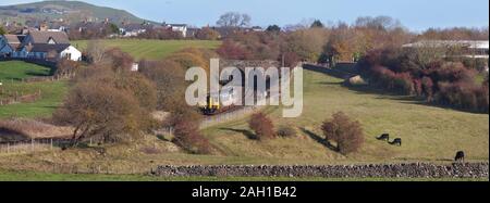 Arriva Northern Rail Class 156 Super sprinter Zug 156444 vorbei Lindle In Furness auf der Cumbrian Coast Railway Line Stockfoto