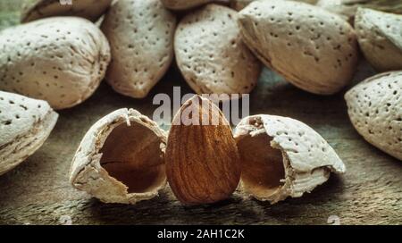 Mandel- Muttern, Prunus dulcis, Stockfoto