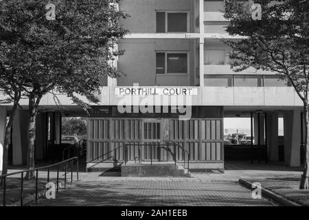 Schwarze und weiße Aberdeen Street Fotografie: Gebäude Stockfoto