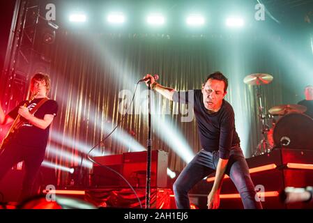 Manchester, Großbritannien. Dezember 2019 21. Rick Witter, Paul Banks, Tom Gladwin, Joe Johnson und Alan Leach der Band Shed Seven am Manchester O2 Victoria Warehouse auf ihrer jährlichen Shedcember UK Tour, Manchester 2019-12-21. Credit: Gary Mather/Alamy leben Nachrichten Stockfoto