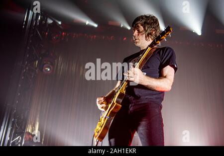 Manchester, Großbritannien. Dezember 2019 21. Rick Witter, Paul Banks, Tom Gladwin, Joe Johnson und Alan Leach der Band Shed Seven am Manchester O2 Victoria Warehouse auf ihrer jährlichen Shedcember UK Tour, Manchester 2019-12-21. Credit: Gary Mather/Alamy leben Nachrichten Stockfoto