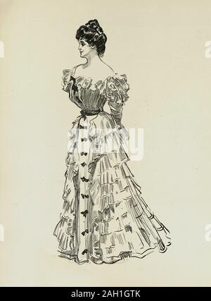 Eine Witwe und ihre Freunde, Charles Dana Gibson. Späten viktorianischen und edwardianischen junge Frau in einem Abendkleid Stockfoto