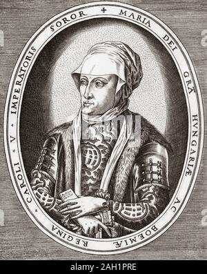 Maria von Ungarn aka Maria von Österreich, 1505 - 1558. Gouverneur der Niederlande. Stockfoto