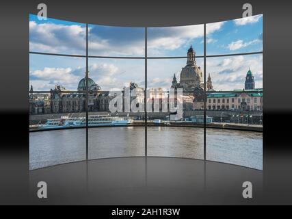 Blick über Elbe Bruehls Terrasse und der Altstadt von Dresden, Sachsen, Deutschland, Europa Stockfoto