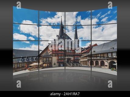 Das Rathaus der Stadt Wernigerode ist als eines der schönsten Rathäuser in Europa, Wernigerode, Harz, Sachsen-Anhalt, Deutschland, Europa Stockfoto