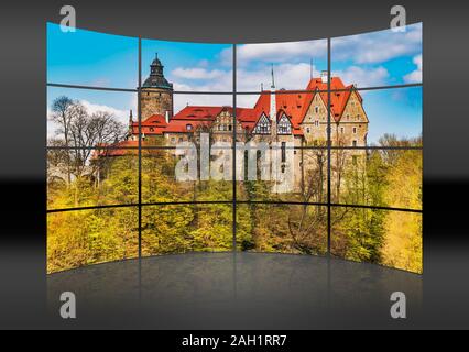 Czocha Schloß (Zamek Czocha) ist eine defensive Burg auf einem Hügel gebaut, Sucha (czocha), Woiwodschaft Niederschlesien, Polen, Europa Stockfoto