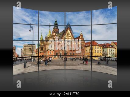 Das alte Rathaus von Breslau steht im Zentrum der Marktplatz der Stadt, Wroclaw, Woiwodschaft Niederschlesien, Polen, Europa Stockfoto