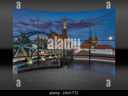 Die Kathedrale-Brücke verbindet die Sandinsel mit Dominsel, Wroclaw, untere Woiwodschaft Schlesien, Polen, Europa Stockfoto