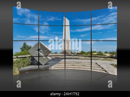 Die sonnenuhr Kalender wurde 1995 erbaut. Es ist auf der Parnidis Düne in Nidden, Nida, Neringa, Kurische Nehrung, Litauen, Baltikum, Europa Stockfoto