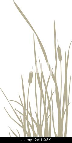 Silhouette der Reed Bush. Vector Illustration Stock Vektor