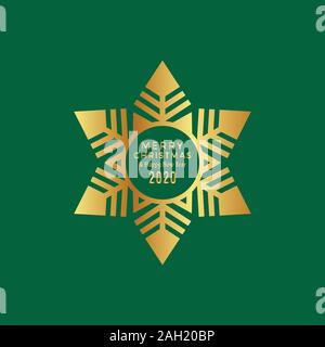 Cute Schneeflocken-symbol vector, Weihnachten Winter Schneeflocke Logo Design. Gold Snowflake Vector Illustration mit grünem Hintergrund. Stock Vektor