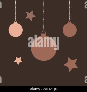 Drei neue Jahr goldenen Verzierungen mit Blasen und Sterne. Frohe Weihnachten Ornamente. Vector Illustration Stock Vektor