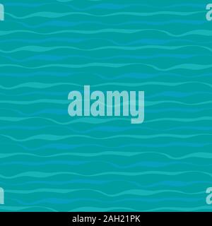 Abstrakte Hand gezeichnet dichten Pinselstrich stil Meereswellen oder Linien in Farbtönen von Teal. Die nahtlose Vektor geometrische Muster auf dunkelblauem Hintergrund. Ideal für Stock Vektor