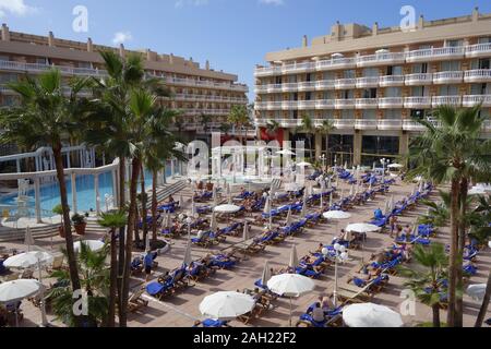 Cleopatra Palace Hotel, Los Cristianos, Teneriffa, Kanaren, eine spanische Insel, Spanien, vor der Küste von North West Afrika. Stockfoto