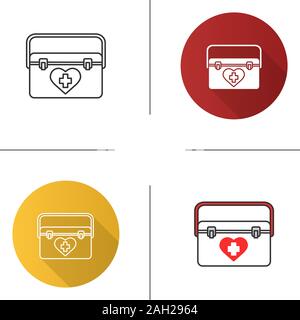 Organ Transplant Fall Symbol. Flache Bauweise, lineare und Farbe Stile. Transplantation. Die Organspende. Isolierte Vektorgrafiken Stock Vektor