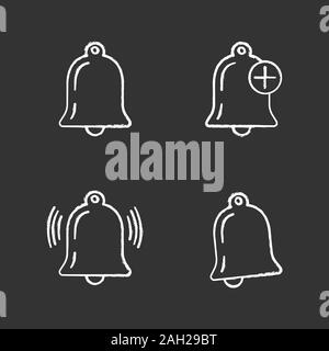 UI/UX chalk Symbole gesetzt. Modi der Benachrichtigungen. Zur Erinnerung. Isolierte vektor Tafel Abbildungen Stock Vektor