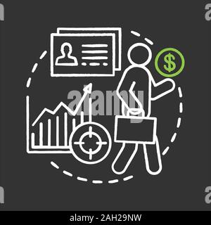 Job chalk Konzept Symbol. Arbeit Idee. Erfolgreiche Karriere. Ziel zu erreichen. Vektor isoliert Tafel Abbildung Stock Vektor