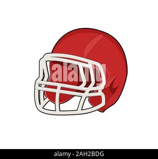 American football Helm. Rot. Rugby. Isolierte Vector Illustration Stock Vektor