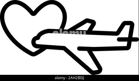 Symbolvektor für Ebene und Herz. Abbildung der isolierten Kontursymbole Stock Vektor