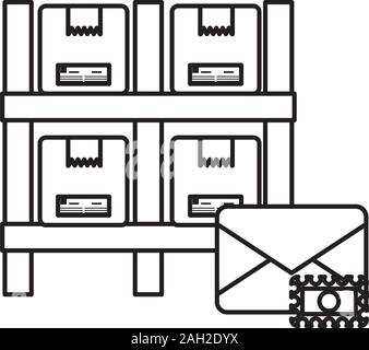 Regale mit Kästen Verpackung Postal service Stock Vektor