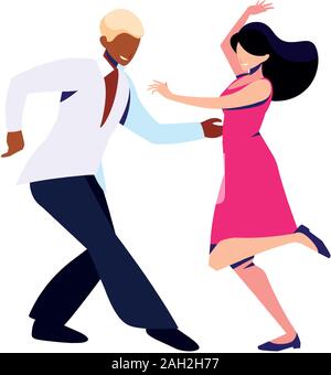 Paar Leute in Pose des Tanzen auf weißem Hintergrund Vector Illustration Design Stock Vektor
