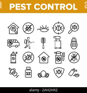 Schädlingsbekämpfung Service Sammlung Symbole Set Vektor Stock Vektor
