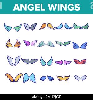 Angel Wings Flying Collection Icons Set Vektor Stock Vektor