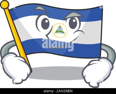Coole Flagge nicaragua Blättern Maskottchen Charakter mit GRINSENDE Gesicht Stock Vektor