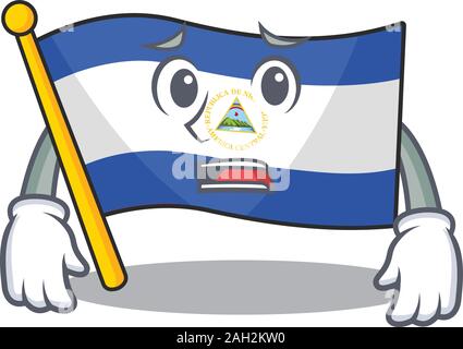 Maskottchen der Flagge nicaragua Blättern übersicht Angst Blick Gesicht Stock Vektor