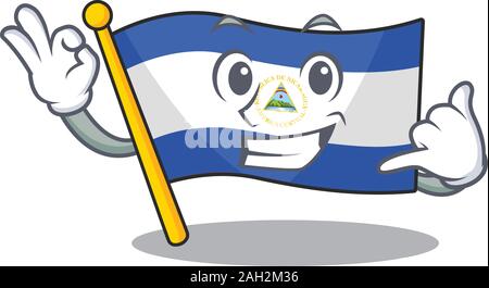 Rufen Sie mich süß Flagge nicaragua Maskottchen cartoon Seite blättern Stock Vektor