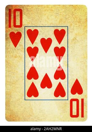 Zehn der Spaten Vintage Playing Card - isoliert auf weißem (clipping path enthalten) Stockfoto