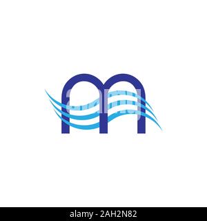 Buchstabe m Wasser wellige Form logo Vektor Stock Vektor
