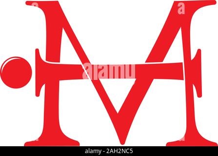 Schreiben mi verknüpft Flachbild logo Vektor überlappen Stock Vektor