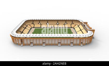 3D-Rendering eines Fußballstadions in weißem Hintergrund Stockfoto